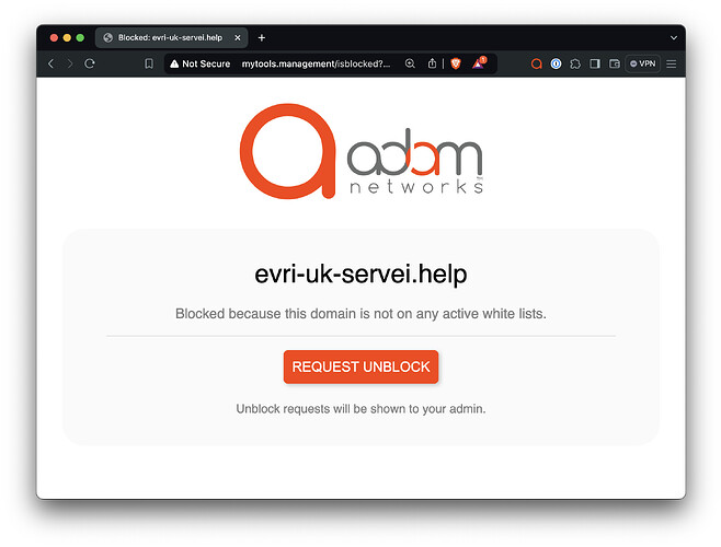 block page for phishing site