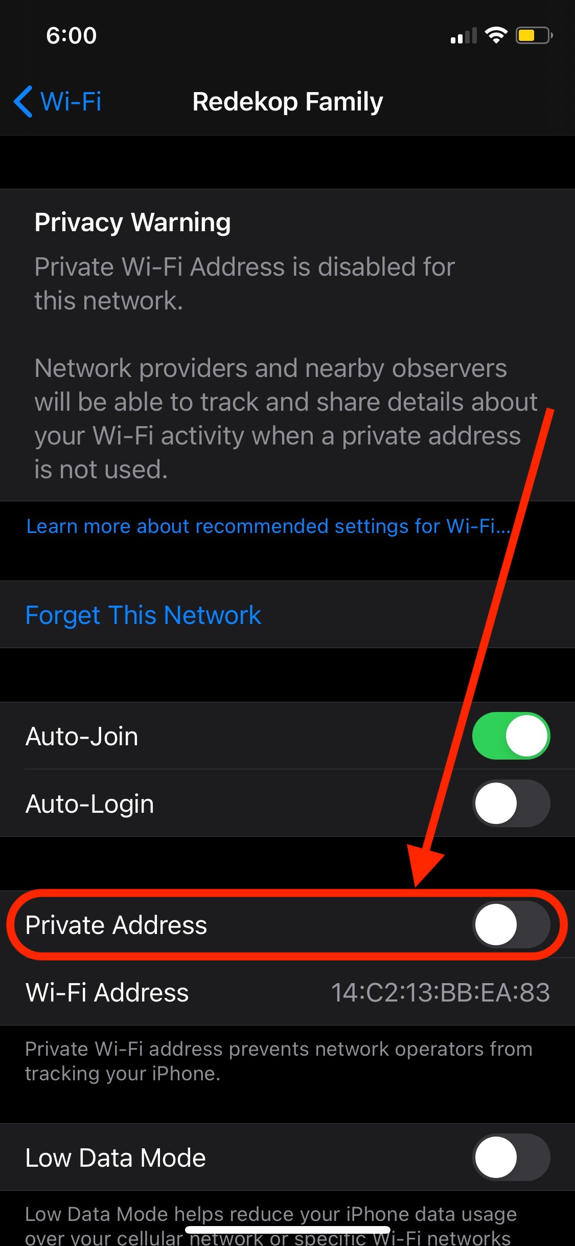 remove wifi network mac address